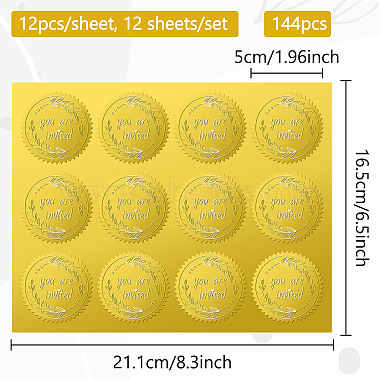 自己粘着金箔エンボスステッカー 12 枚(DIY-WH0451-030)-2