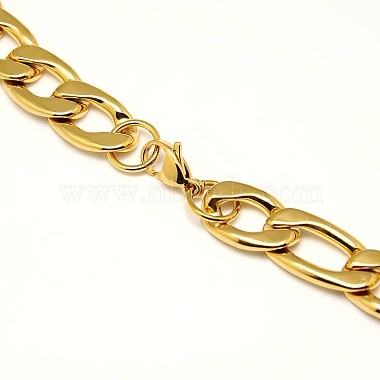 Fashionable 304 Stainless Steel Figaro Chain Necklaces for Men(STAS-A028-N019G)-3