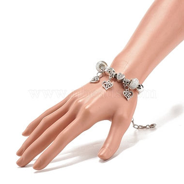 Bracelet européen en alliage de charme de coeur avec des chaînes de serpent(BJEW-JB08046-02)-3