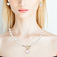ABS Plastic Pearl Heart Pendant Necklace with Beaded Chains & Dangle Stud Earrings(SJEW-AN0001-18)-5