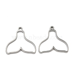 Fishtail 304 Stainless Steel Enamel Settings, Open Back Bezel Pendants, For DIY UV Resin, Epoxy Resin, Pressed Flower Jewelry, Stainless Steel Color, 26.5x28.5x3mm, Hole: 2.1mm(STAS-K279-06P)