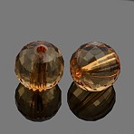 Transparent Acrylic Beads, Faceted Round, Sandy Brown, about 22mm in diameter, hole: 3mm, about 80pcs/500g(PL544Y-12)
