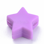 Food Grade Eco-Friendly Silicone Beads, Star, Dark Violet, 14x13.5x8mm, Hole: 2mm(X-SIL-T041-04)