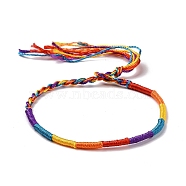 Polyester Braided String Cord Bracelet, Adjustable Friendship Bracelet for Men Women, Colorful, 11-5/8~11-3/4  inch(29.5~30cm)(BJEW-I306-01D)