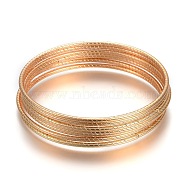 304 Stainless Steel Buddhist Bangle Sets, Golden, 2-3/8 inch(6cm), about 7pcs/set(BJEW-F363-05G-A)