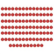 Alloy Enamel Pendants, Flat Round with Constellation, Light Gold, Red, Gemini, 15x12x2mm, Hole: 1.5mm, 100pcs/Box(ENAM-SZ0001-28B-I)