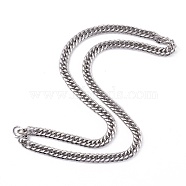Men's 304 Stainless Steel Diamond Cut Cuban Link Chain Necklaces, with Lobster Claw Clasps, Stainless Steel Color, 23.81 inch(60.5cm), 8mm(NJEW-I248-01P)