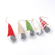 Cloth Christmas Doll Pendant Decorations, Mixed Color, 220~235mm, 5pcs/set(HJEW-SZC0002-05B)