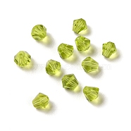 Glass Imitation Austrian Crystal Beads, Faceted, Diamond, Olive Drab, 4x4mm, Hole: 0.7mm(GLAA-H024-13B-25)