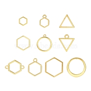 10Pcs Alloy Open Back Bezel Pendants and Links, Filling Accessories, for Epoxy Resin, Resin Jewelry Making, Mixed Shapes, Golden, 10~22x10~22mm(PALLOY-YWC0002-01G)