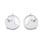 201 Stainless Steel Pendant, Flat Round with Ghost, Stainless Steel Color, 27.5x25x1.5mm, Hole: 1.4mm(STAS-B027-14P)