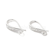 Brass Earring Hooks, 925 Sterling Silver Plated, 18.5x3.8mm, Hole: 2mm, Pin: 0.8mm(FIND-Z039-25S)