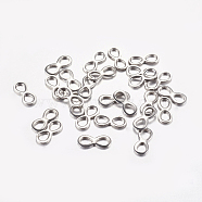 304 Stainless Steel Links connectors, Infinity, Stainless Steel Color, 10x4x1mm, Hole: 2.5x3mm(STAS-G168-02P)