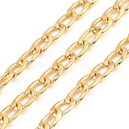 Oxidation Aluminum Cuban Link Chains, Unwelded, with Spool, Golden, 14.5x9x2mm, about 65.62 Feet(20m)/Roll(CHA-D001-06G)