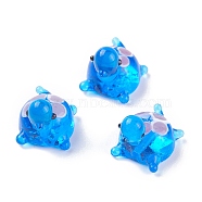 Handmade Lampwork Beads, Turtle, Dodger Blue, 18.5~20x14.5~17.5x16.5mm, Hole: 1.8mm(LAMP-D015-03D)