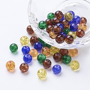 Baking Painted Crackle Glass Beads, Halloween Mix, Round, Mixed Color, 8~8.5x7.5~8mm, Hole: 1mm, about 100pcs/bag(DGLA-X0006-8mm-07)