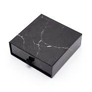 Cardboard Paper Jewelry Boxes, Gift Packaging Boxes, Square with Marble Pattern, Black, 10x10x3.5cm, Inner Size: 9.4x9.4cm(CON-WH0081-10B-04)