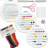 DIY Embroidery Stitches Practice Kit for Beginners,  Including Non-Woven Fabric, Embroidery Hoop, Scissor, Seam Ripper, Threader, Mixed Color, 0.04 inch(1mm), 8 colors(DIY-NH0006-01A)