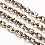 Iron Cable Chains, Unwelded, Flat Oval, with Spool, Nickel Free, Antique Bronze, 6x4x1mm(CH-Y1927-AB-NF)