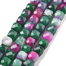 Natural Quartz Beads Strands, Dyed, Faceted, Cube, Colorful, 6.5~7x6.5~7x6.5~7mm, Hole: 1mm, about 61~62pcs/strand, 15.47~15.67 inch(39.3~39.8cm)(G-C179-B11-01)