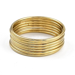 7Pcs Round Vacuum Plating 201 Stainless Steel Bangles Sets for Women, Golden, Inner Diameter: 2-1/8 inch(5.5cm)(BJEW-F476-08G-01)