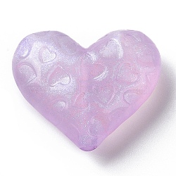 Luminous Acrylic Beads, Glitter Beads, Glow in the Dark, Heart, Plum, 24x29x10mm, Hole: 2mm, about 115pcs/500g(OACR-E010-20D)