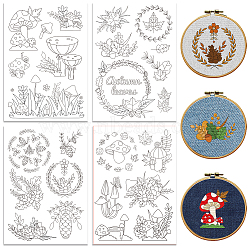 4 Sheets 11.6x8.2 Inch Stick and Stitch Embroidery Patterns, Non-woven Fabrics Water Soluble Embroidery Stabilizers, Mushroom, 297x210mmm(DIY-WH0455-183)