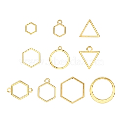 10Pcs Alloy Open Back Bezel Pendants and Links, Filling Accessories, for Epoxy Resin, Resin Jewelry Making, Mixed Shapes, Golden, 10~22x10~22mm(PALLOY-YWC0002-01G)