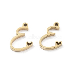 304 Stainless Steel Charms, Laser Cut, Real 14K Gold Plated, Letter E, 10x8x1.5mm, Hole: 1mm(STAS-M327-02G-E)