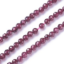 Natural Garnet Beads Strands, Faceted, Round, 3~3.5mm, Hole: 0.5mm, about 115~130pcs/strand, 14.5~16.1 inch(37~41cm)(G-F619-17A-3mm)
