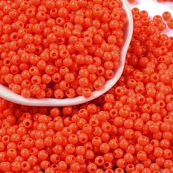 Opaque Acrylic Beads, Round, Orange Red, 4x3.5mm, Hole: 1.6mm, about 18000pcs/500g(SACR-A007-01A-02)