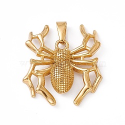 PVD Vacuum Plating 304 Stainless Steel Pendants, Spider Charms, Golden, 40.5x35x7mm, Hole: 4.5x8mm(STAS-G285-15G)