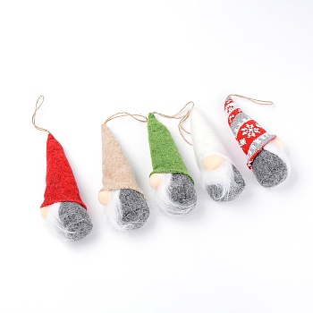 Cloth Christmas Doll Pendant Decorations, Mixed Color, 220~235mm, 5pcs/set