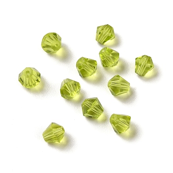 Glass Imitation Austrian Crystal Beads, Faceted, Diamond, Olive Drab, 4x4mm, Hole: 0.7mm