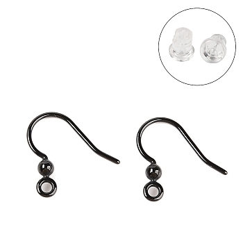 Hypoallergenic Bioceramics Zirconia Ceramic Earring Hooks, No Fading and Nickel Free, Black, 16x1mm, Hole: 2mm