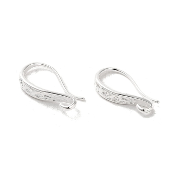 Brass Earring Hooks, 925 Sterling Silver Plated, 18.5x3.8mm, Hole: 2mm, Pin: 0.8mm