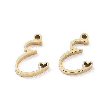 304 Stainless Steel Charms, Laser Cut, Real 14K Gold Plated, Letter E, 10x8x1.5mm, Hole: 1mm