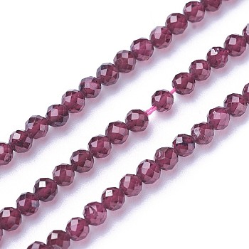 Natural Garnet Beads Strands, Faceted, Round, 3~3.5mm, Hole: 0.5mm, about 115~130pcs/strand, 14.5~16.1 inch(37~41cm)
