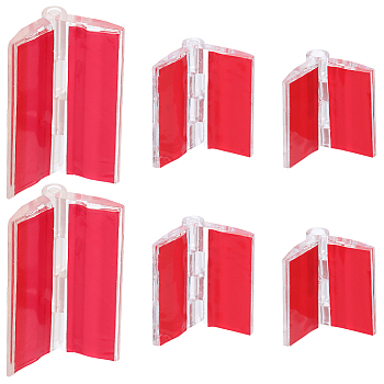12Pcs 3 Styles Acrylic Self Adhesive Hinge, Rectangle, Red, 23.5~45x34~35x5.5~6mm, 4pcs/style