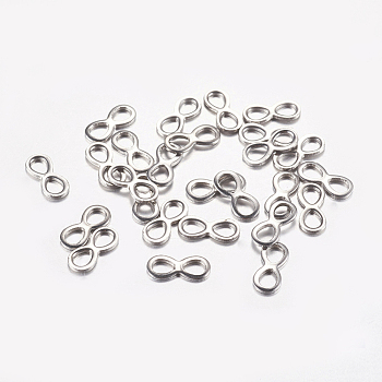 304 Stainless Steel Links connectors, Infinity, Stainless Steel Color, 10x4x1mm, Hole: 2.5x3mm