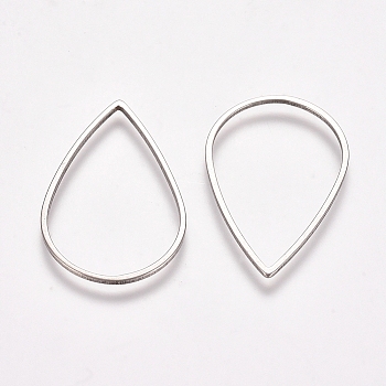 Stainless Steel Linking Rings, for Jewelry Making, Teardrop, Stainless Steel Color, 25x16.5x0.8mm, Inner Diameter: 23x15mm