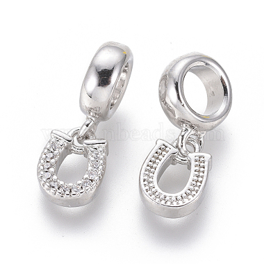 Brass Micro Pave Clear Cubic Zirconia European Dangle Charms(ZIRC-G153-10P)-2