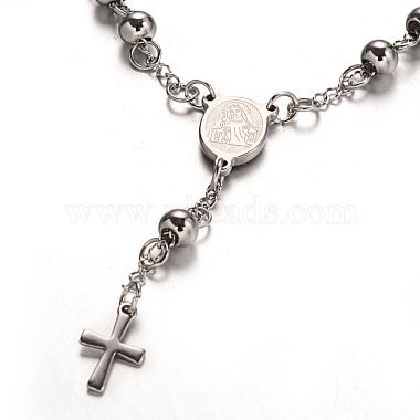 Pulseras de abalorios del rosario con la cruz(BJEW-E282-03P)-2