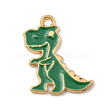 Golden Sea Green Dinosaur Alloy+Enamel Pendants