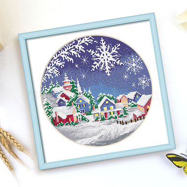 kits de bordado de patrones de casas y copos de nieve navideños diy(WINT-PW0001-020)-2