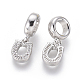 Brass Micro Pave Clear Cubic Zirconia European Dangle Charms(ZIRC-G153-10P)-2