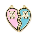 Brass Enamel Pendants, Heart Charms, with Magnetic, Split Pendants, Lead Free & Cadmium Free, Rack Plating, Long-Lasting Plated, Real 18K Gold Plated, Mixed Color, 30x28.5x5mm, Jump Ring: 5x0.9mm, 3.2mm Inner Diameter(KK-A293-02G-01)