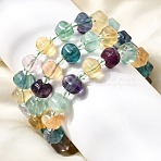 Natural Colorful Fluorite Beaded Stretch Bracelets for Women, Rondelle, Inner Diameter: 2.17 inch(5.5cm)(BJEW-D461-01)