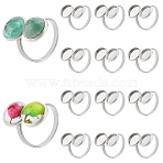 14Pcs 304 Stainless Steel Open Cuff Ring Findings, Pad Ring Setting, Flat Round, Stainless Steel Color, Inner Diameter: 17mm, tray: 10mm.(FIND-PH0002-56B)