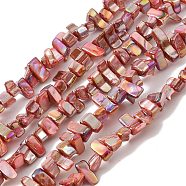 Natural Freshwater Shell Beads Strands, Dyed, AB Color, Nugget, Pale Violet Red, 7~17.5x5~5.5x6~8.5mm, Hole: 1.2mm, about 72~73pcs/strand, 15.35''(39cm)(BSHE-H018-07B)